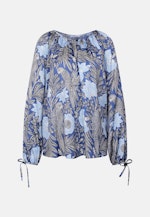 Satinierte Raglanbluse mit Schleifendetails in Mittelblau |  Seidensticker Onlineshop