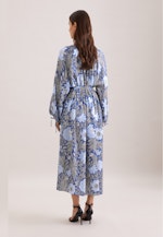 Satiniertes Raglankleid mit Schleifendetails und Taillengürtel in Mittelblau |  Seidensticker Onlineshop