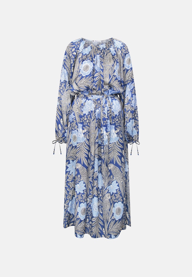 Satiniertes Raglankleid mit Schleifendetails und Taillengürtel in Mittelblau | Seidensticker Onlineshop