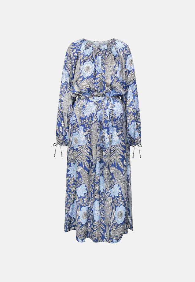 Satiniertes Raglankleid mit Schleifendetails und Taillengürtel in Mittelblau |  Seidensticker Onlineshop