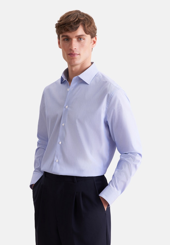 Regular Business shirt Stripes in Mittelblau | Seidensticker online shop