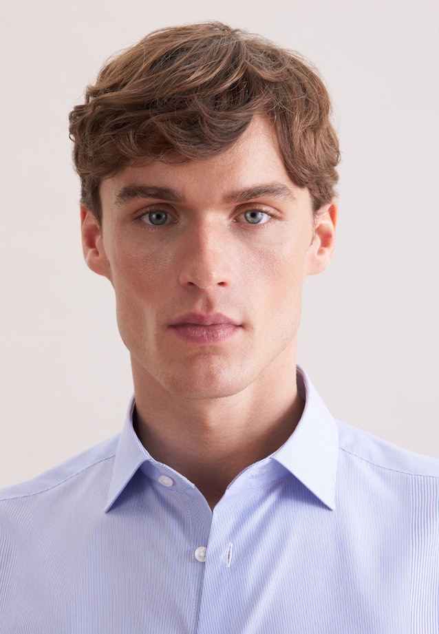 Regular Business Hemd Gestreift in Mittelblau |  Seidensticker Onlineshop