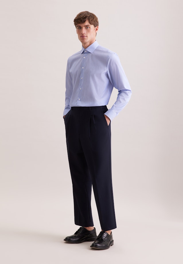 Regular Business Hemd Gestreift in Mittelblau |  Seidensticker Onlineshop