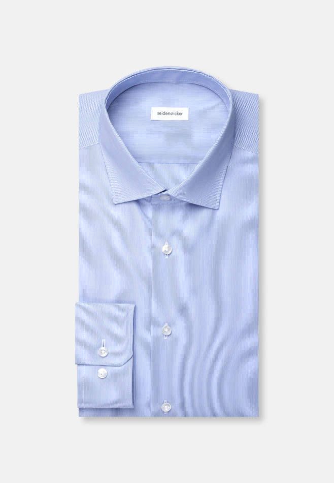 Regular Business Hemd Gestreift in Mittelblau | Seidensticker Onlineshop