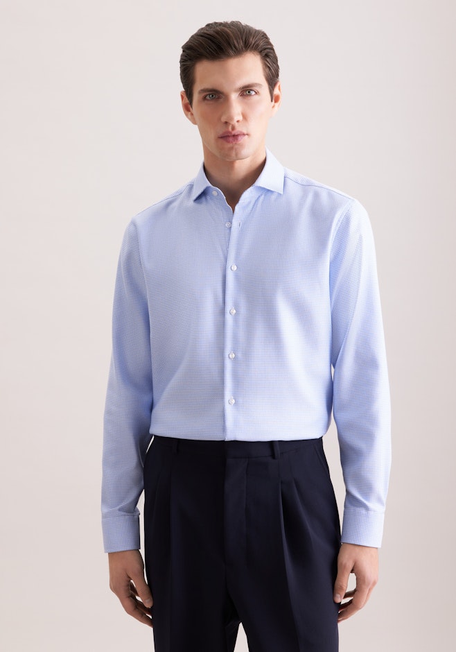 Regular Business Hemd Struktur in Mittelblau | Seidensticker Onlineshop