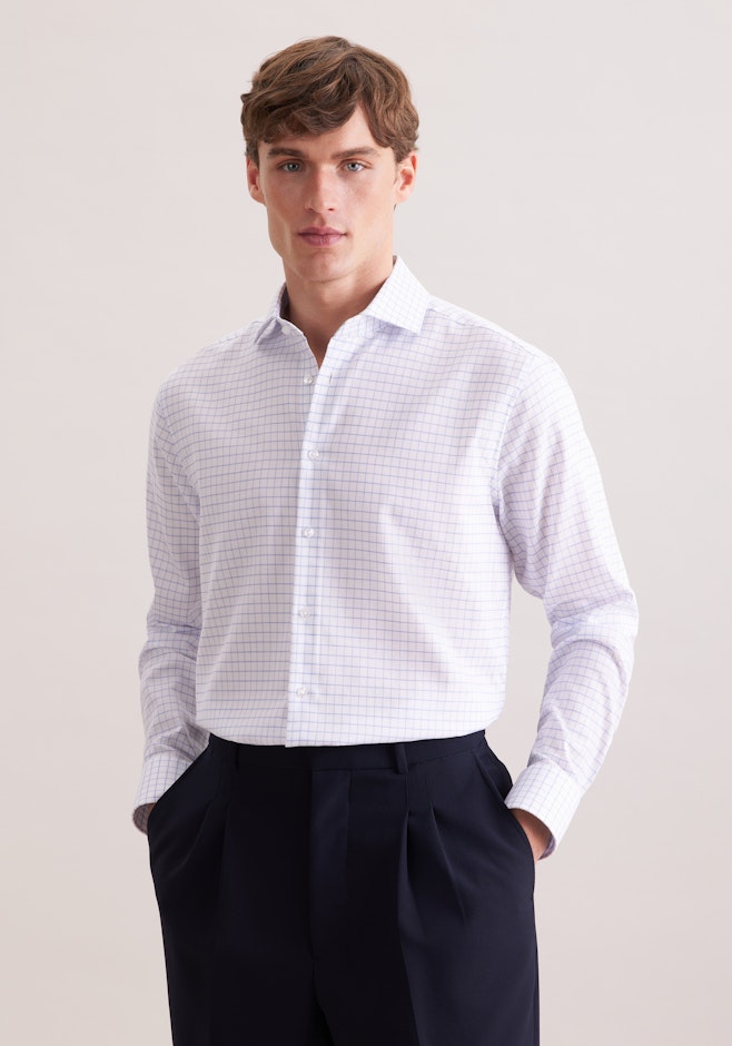 Regular Chemise d'affaires carreaux dans Bleu Moyen | Boutique en ligne Seidensticker