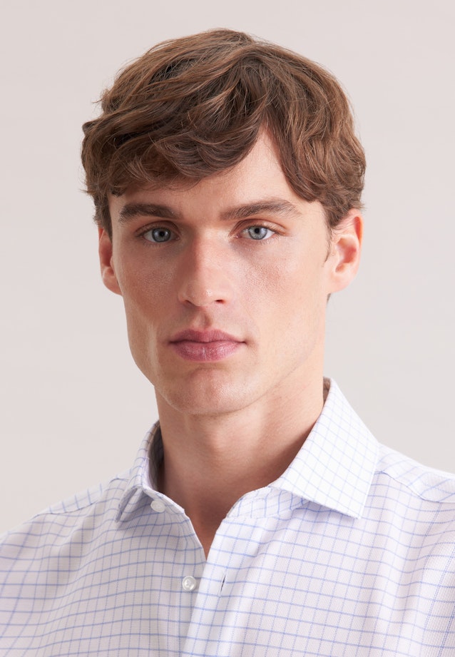 Regular Business shirt Check in Mittelblau |  Seidensticker Onlineshop