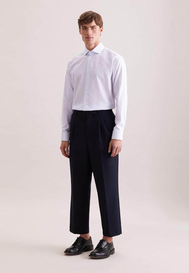 Regular Business shirt Check in Mittelblau |  Seidensticker Onlineshop