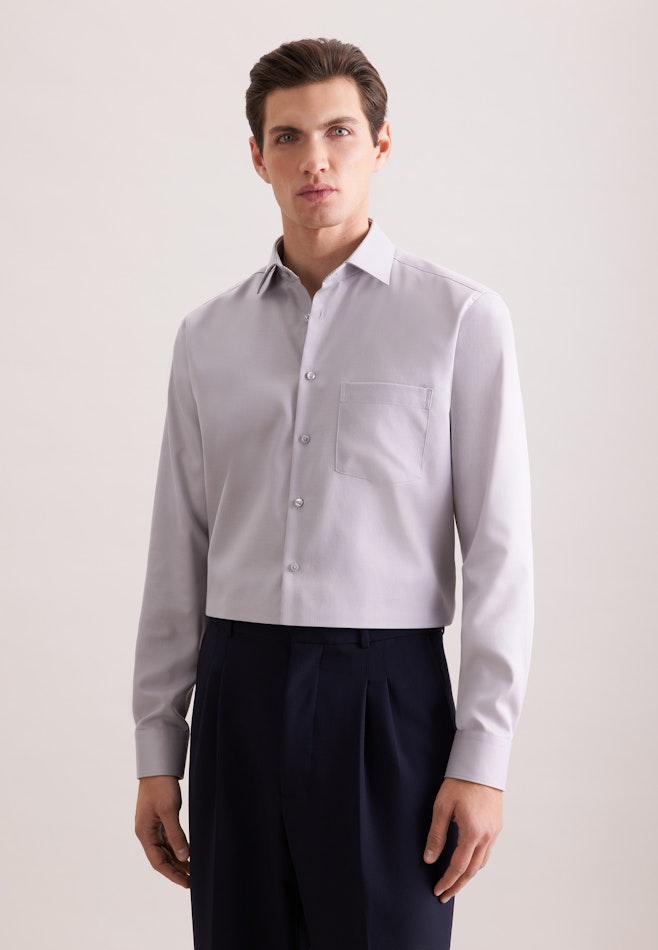 Regular Business shirt Structure in Grey | Seidensticker online shop