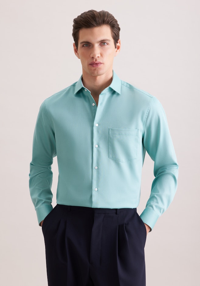 Regular Chemise d'affaires Structure dans Turquoise | Boutique en ligne Seidensticker