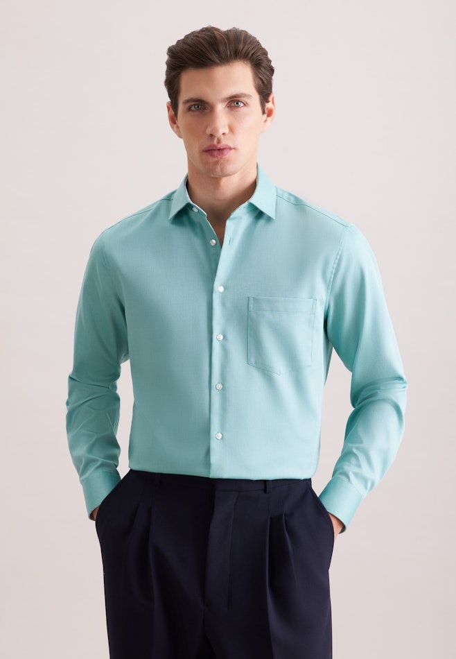 Regular Business Hemd Struktur in Türkis | Seidensticker Onlineshop