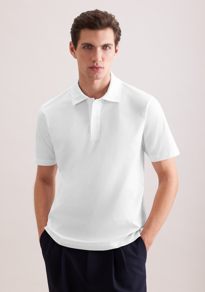Regular Polo Uni dans Blanc | Boutique en ligne Seidensticker