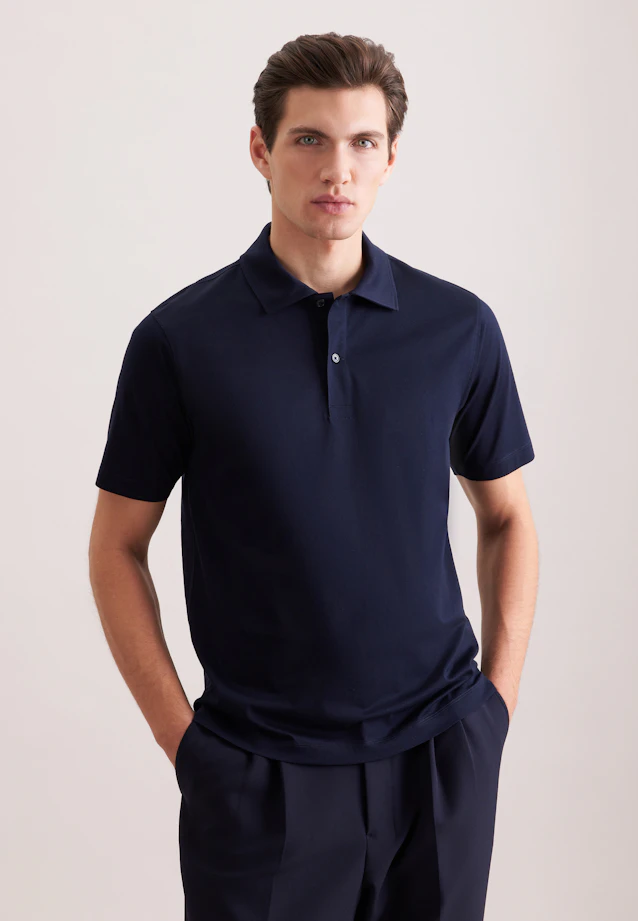 Regular Polo Uni in Bleu Foncé |  Seidensticker Onlineshop