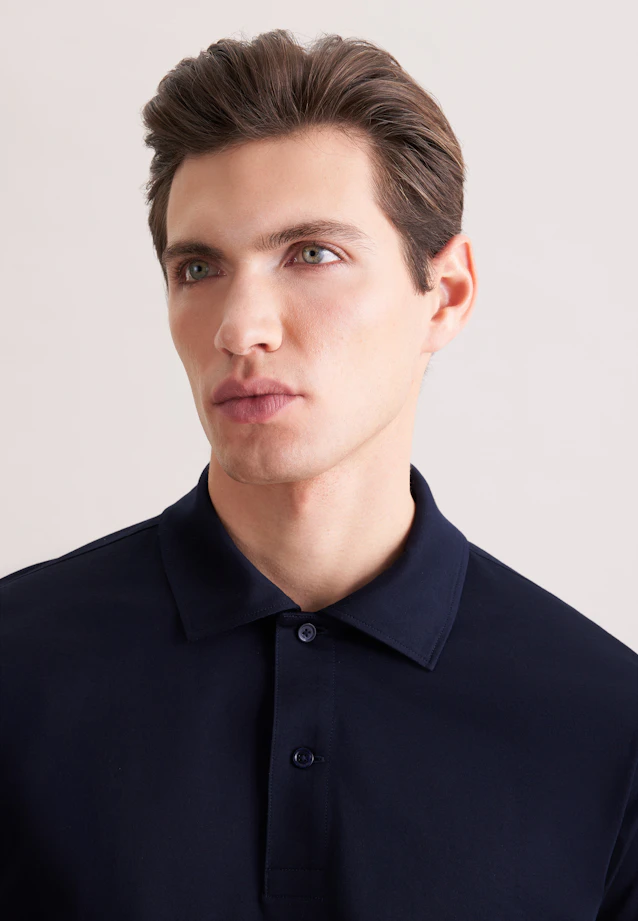 Regular Polo Uni in Bleu Foncé |  Seidensticker Onlineshop