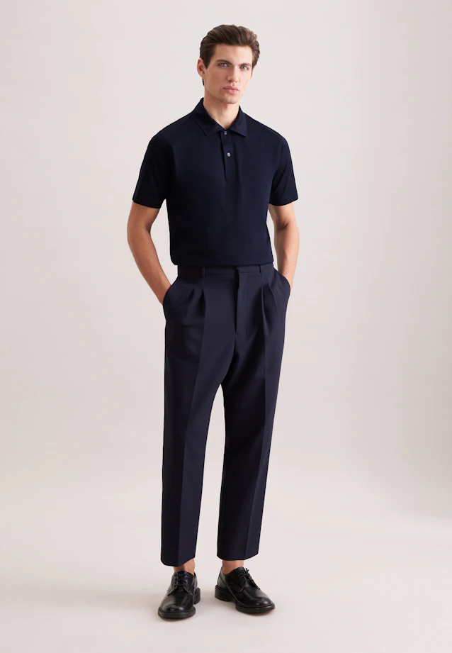 Regular Polo Uni in Bleu Foncé |  Seidensticker Onlineshop