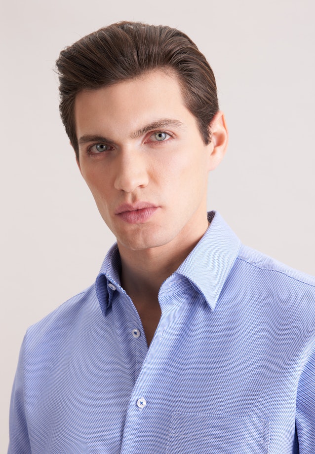 Regular Business Hemd Struktur in Mittelblau |  Seidensticker Onlineshop