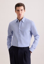 Regular Business Hemd Druck in Mittelblau |  Seidensticker Onlineshop