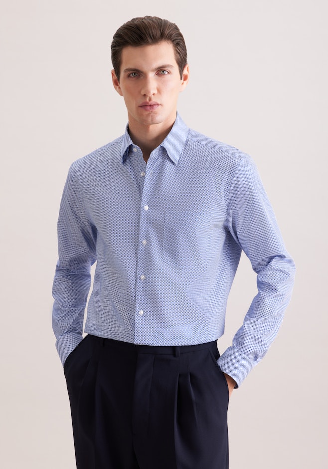 Regular Chemise d'affaires Imprimé dans Bleu Moyen | Boutique en ligne Seidensticker