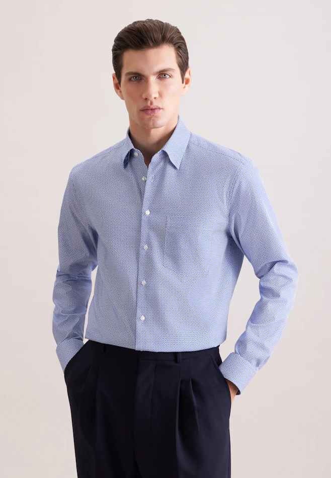 Regular Chemise d'affaires Imprimé dans Bleu Moyen | Boutique en ligne Seidensticker