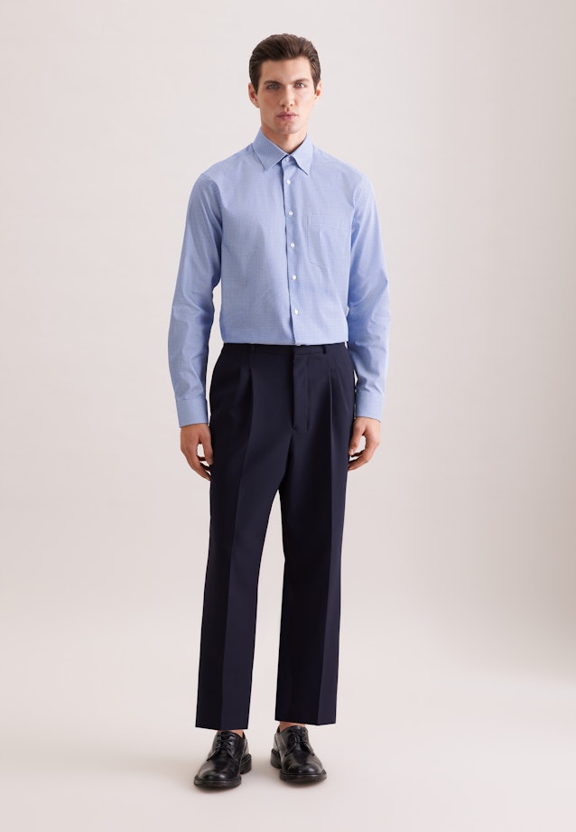 Regular Business Hemd Druck in Mittelblau |  Seidensticker Onlineshop