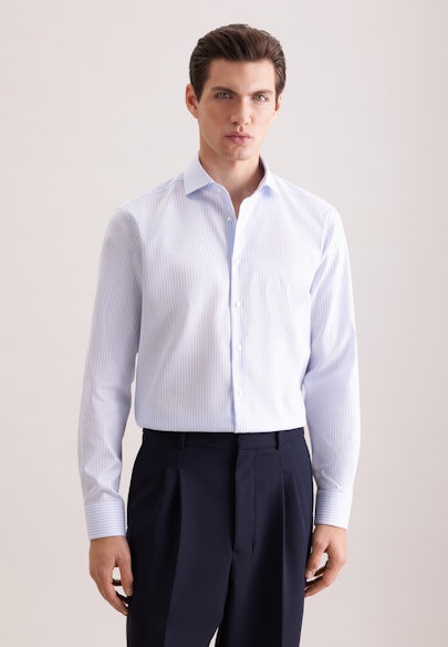 Regular Business Hemd Gestreift in Mittelblau |  Seidensticker Onlineshop