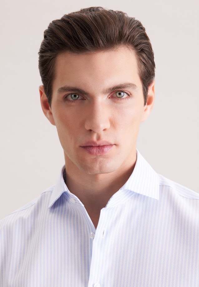 Regular Business Hemd Gestreift in Mittelblau |  Seidensticker Onlineshop