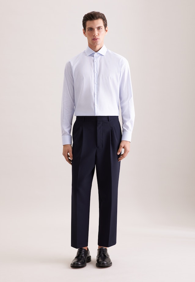 Regular Business Hemd Gestreift in Mittelblau |  Seidensticker Onlineshop