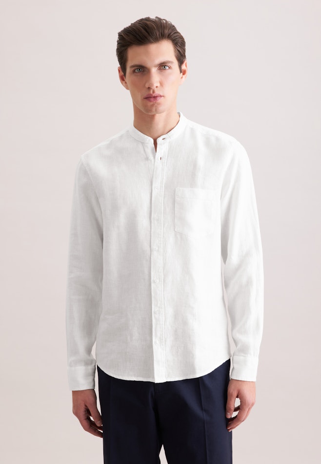 Regular Chemise en lin Uni dans Blanc | Boutique en ligne Seidensticker