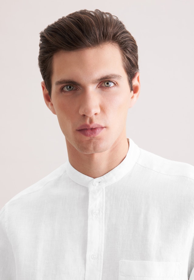 Regular Linen shirt Uni in Weiß |  Seidensticker Onlineshop