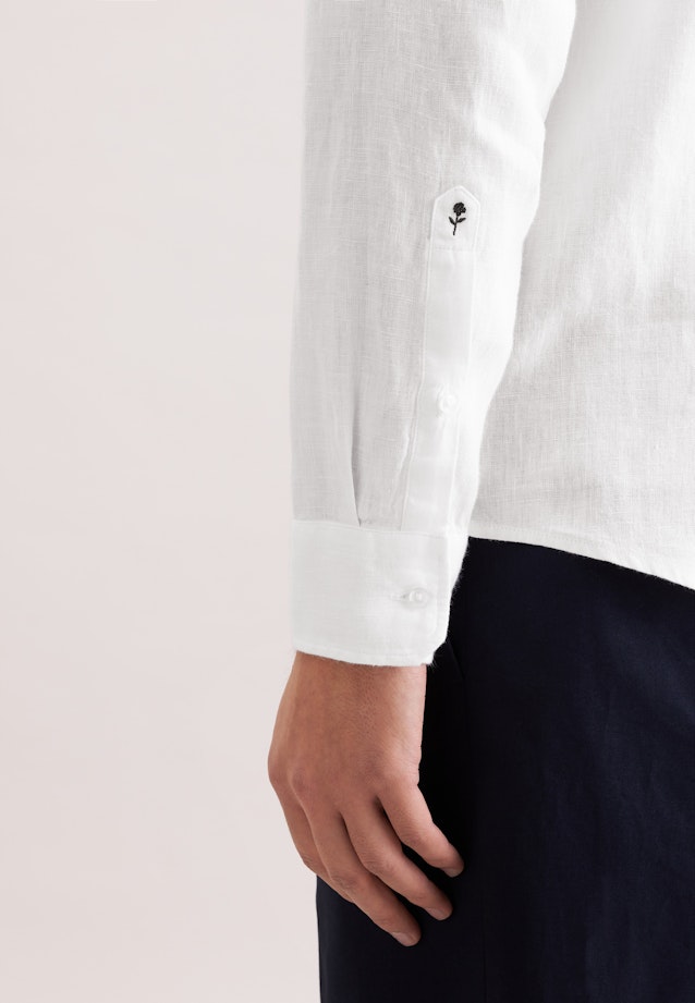 Regular Linen shirt Uni in Weiß |  Seidensticker Onlineshop