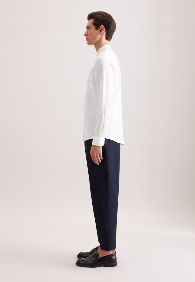 Regular Linen shirt Uni in Weiß |  Seidensticker Onlineshop