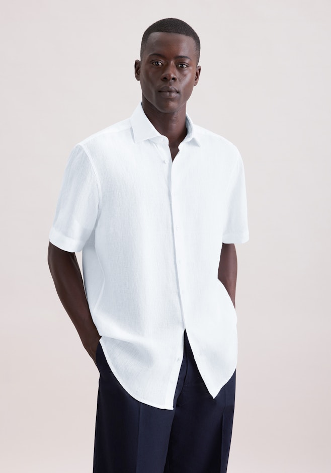 Regular Leinenhemd Uni in Weiß | Seidensticker Onlineshop