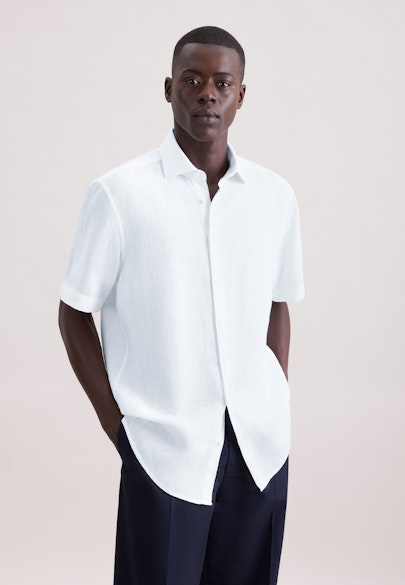 Regular Leinenhemd Uni in Weiß |  Seidensticker Onlineshop