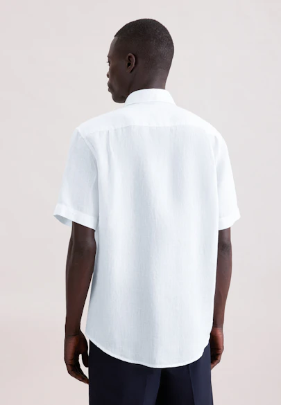 Regular Linen shirt Uni in Weiß |  Seidensticker Onlineshop