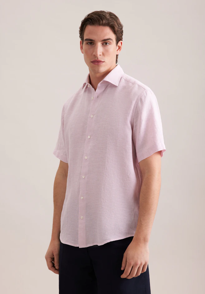 Regular Linen shirt Uni in Rosa | Seidensticker online shop