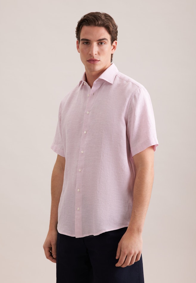 Regular Leinenhemd Uni in Rosa | Seidensticker Onlineshop