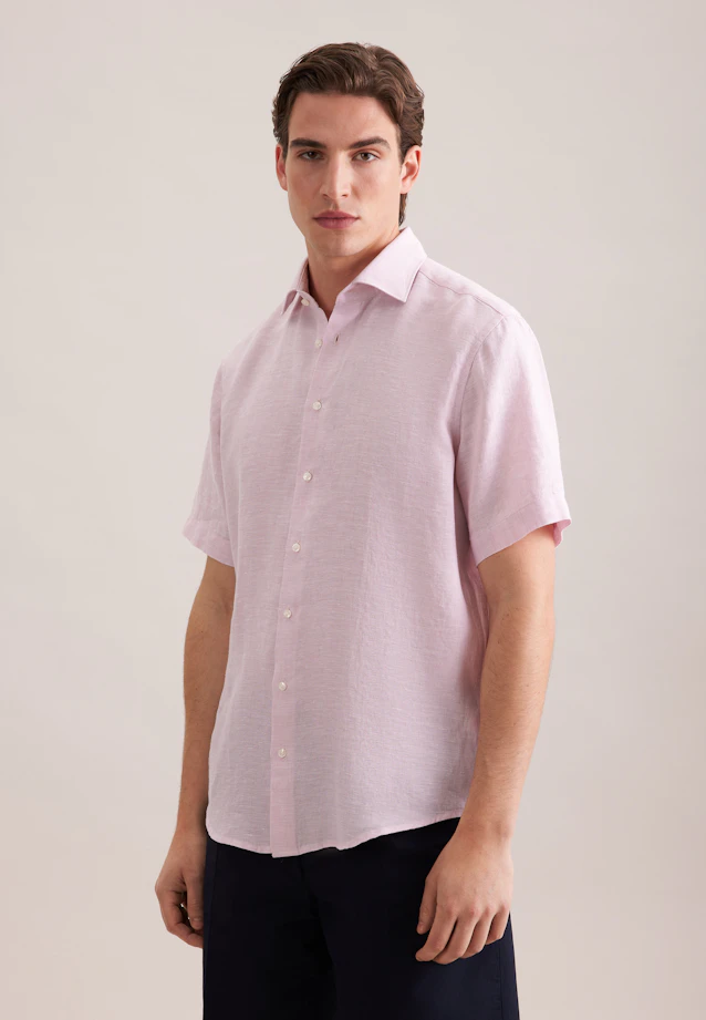 Regular Leinenhemd Uni in Rosa |  Seidensticker Onlineshop