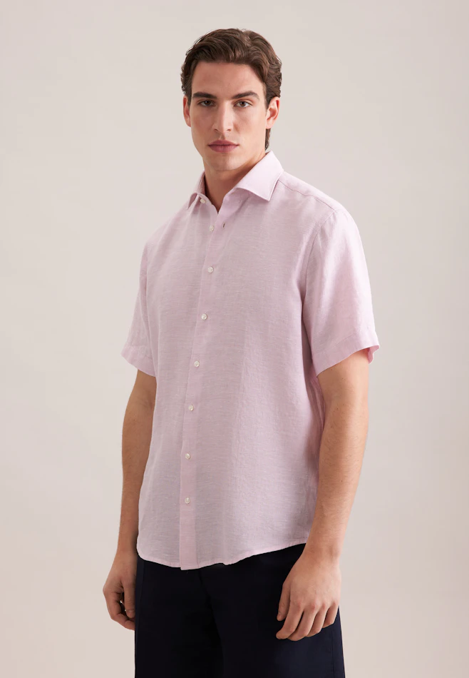 Regular Leinenhemd Uni in Rosa | Seidensticker Onlineshop