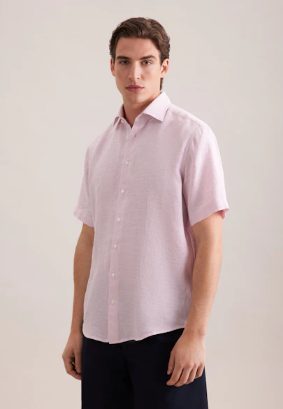 Regular Leinenhemd Uni in Rosa |  Seidensticker Onlineshop