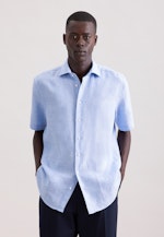 Regular Leinenhemd Uni in Mittelblau |  Seidensticker Onlineshop