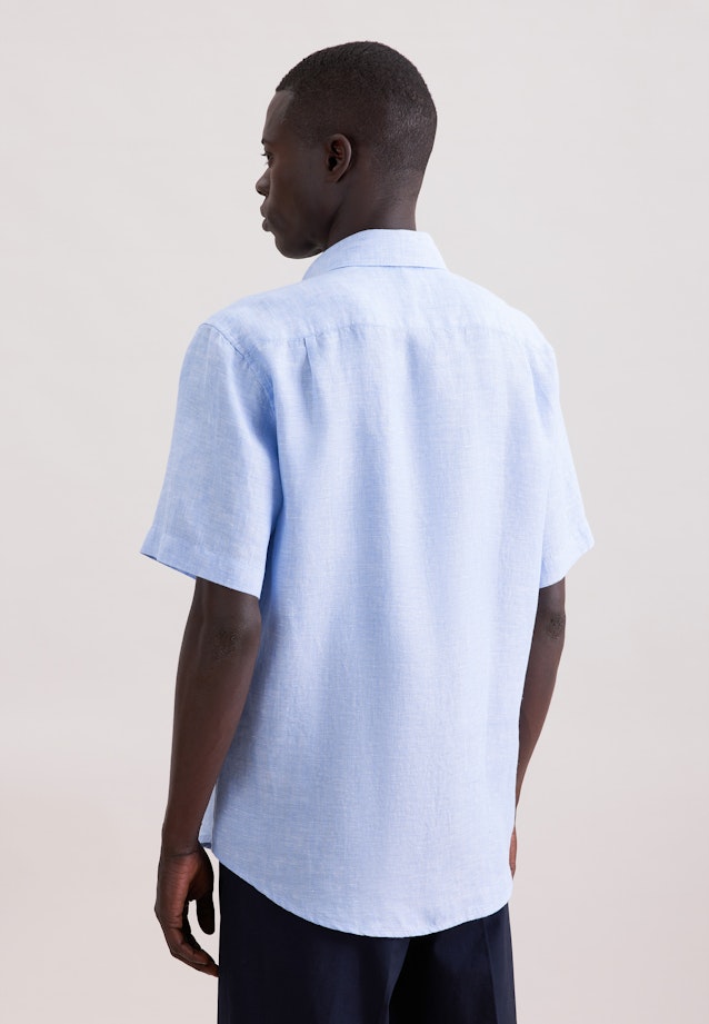 Regular Leinenhemd Uni in Mittelblau |  Seidensticker Onlineshop
