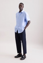 Regular Leinenhemd Uni in Mittelblau |  Seidensticker Onlineshop