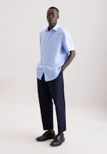 Regular Chemise en lin Uni in Bleu Moyen |  Seidensticker Onlineshop