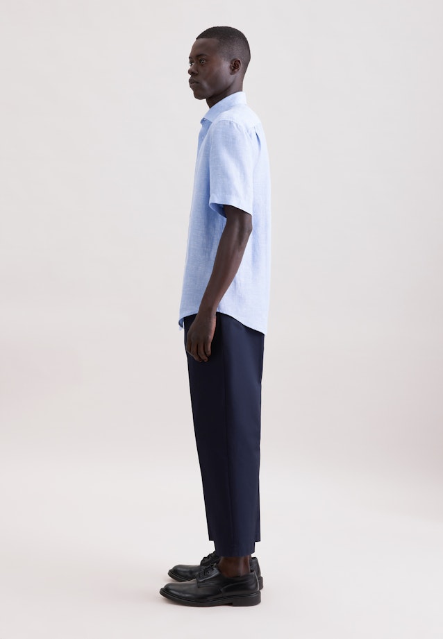 Regular Leinenhemd Uni in Mittelblau |  Seidensticker Onlineshop