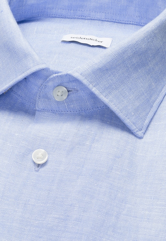 Regular Leinenhemd Uni in Mittelblau | Seidensticker Onlineshop