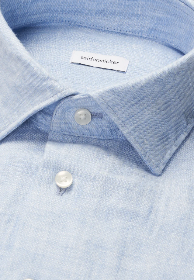 Regular Chemise en lin Uni in Bleu Moyen |  Seidensticker Onlineshop
