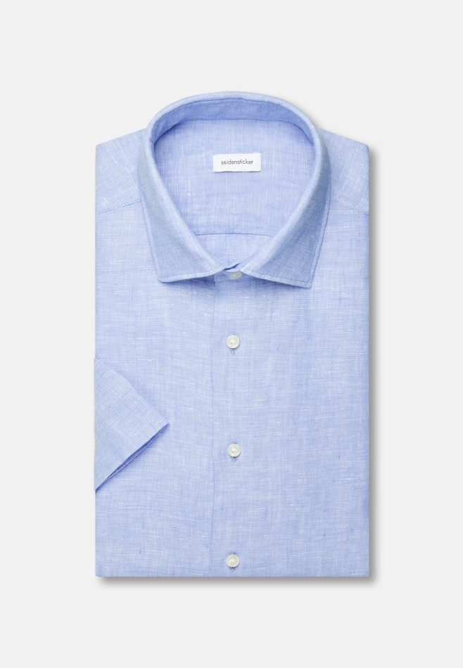 Regular Leinenhemd Uni in Mittelblau | Seidensticker Onlineshop