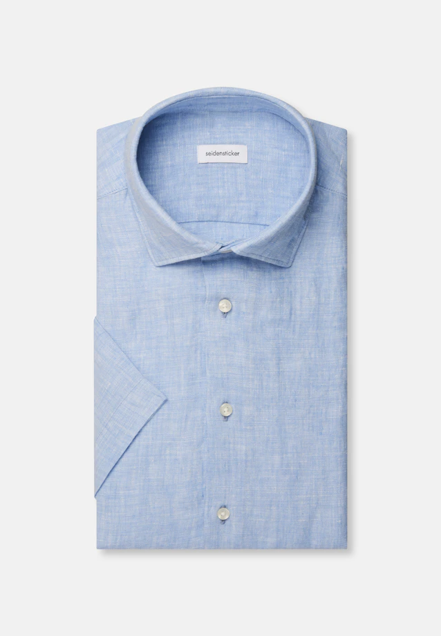 Regular Leinenhemd Uni in Mittelblau |  Seidensticker Onlineshop