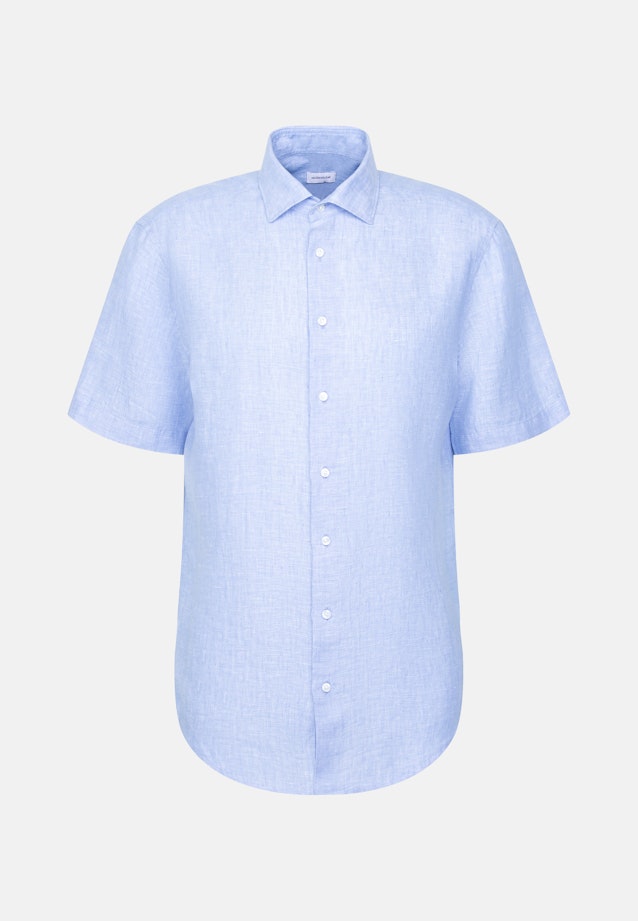 Regular Leinenhemd Uni in Mittelblau |  Seidensticker Onlineshop