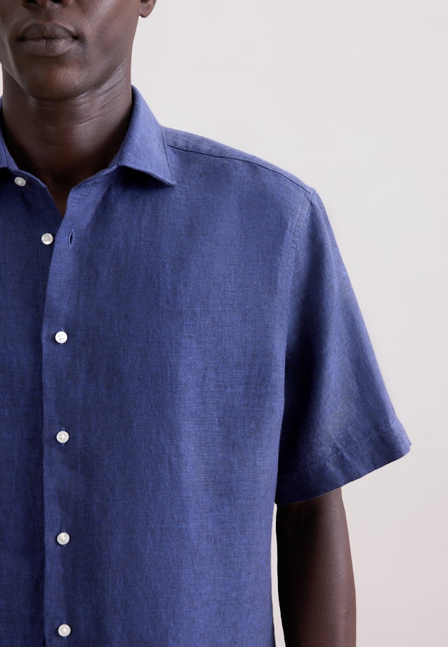 Regular Leinenhemd Uni in Dunkelblau |  Seidensticker Onlineshop
